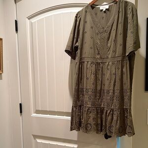 Nurture by Westbound Green Eyelet Midi Dress